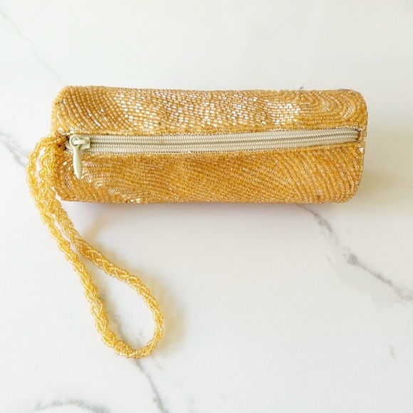 BIJOUX TERNER beaded wristlet yellow gold bag - Picture 2 of 5